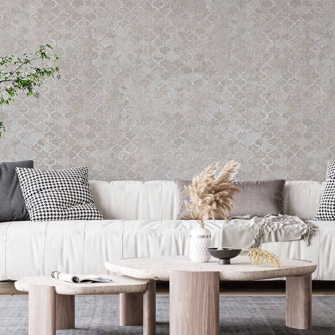 Grey Moroccan Trellis Lattice Wallpaper