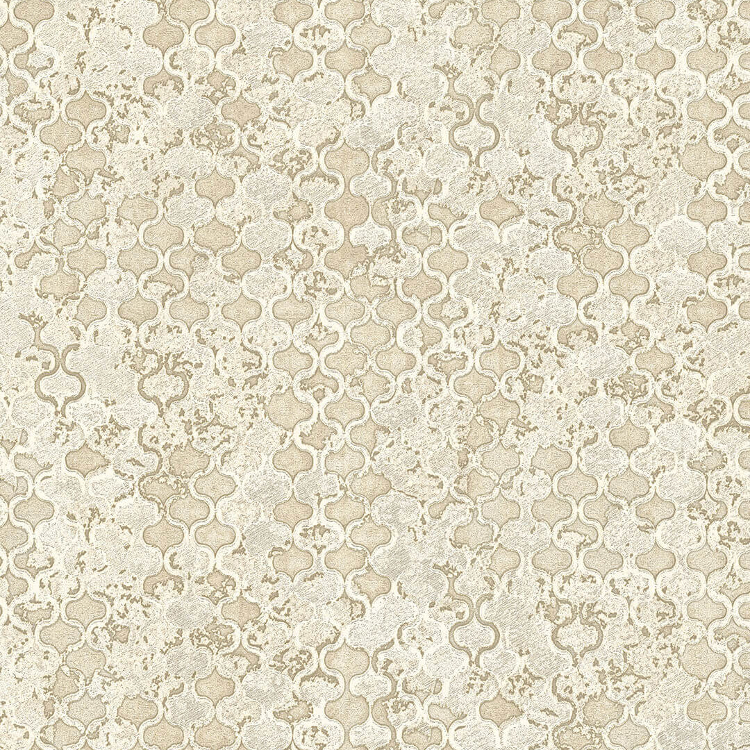 Beige Gold Moroccan Trellis Lattice Wallpaper