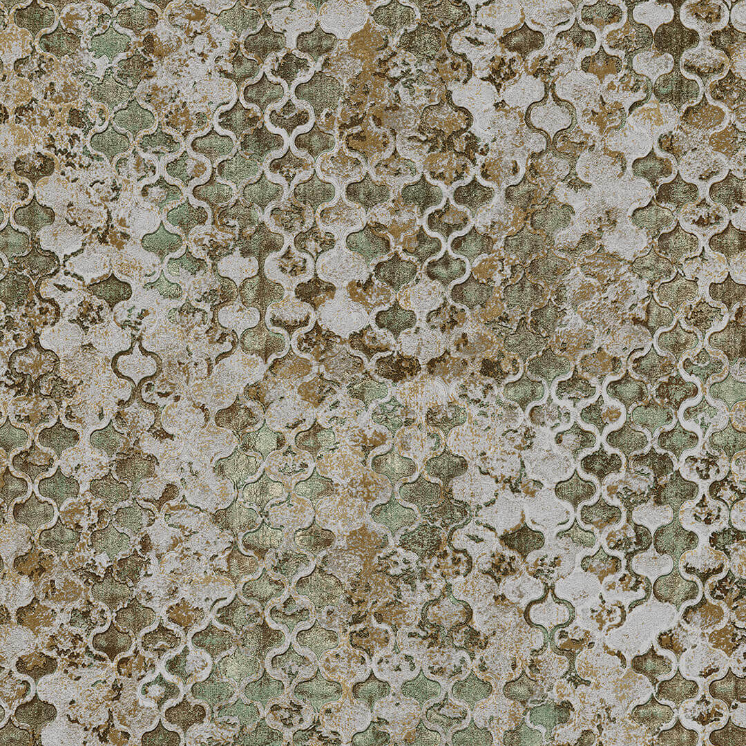 Olive Green Moroccan Trellis Lattice Wallpaper