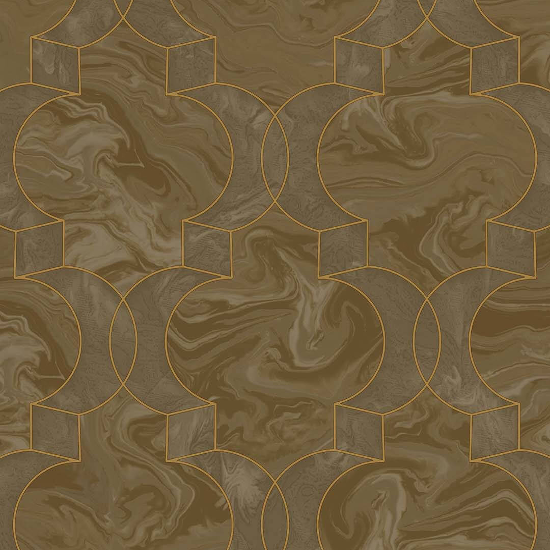 Bronze Gold Art Deco Marble Trellis Wallpaper