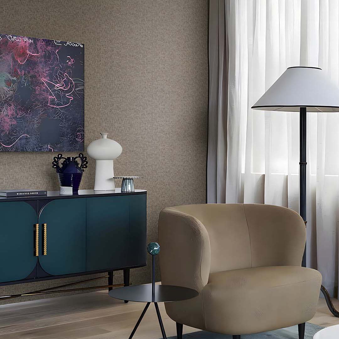 Greige Linen Weave Wallpaper