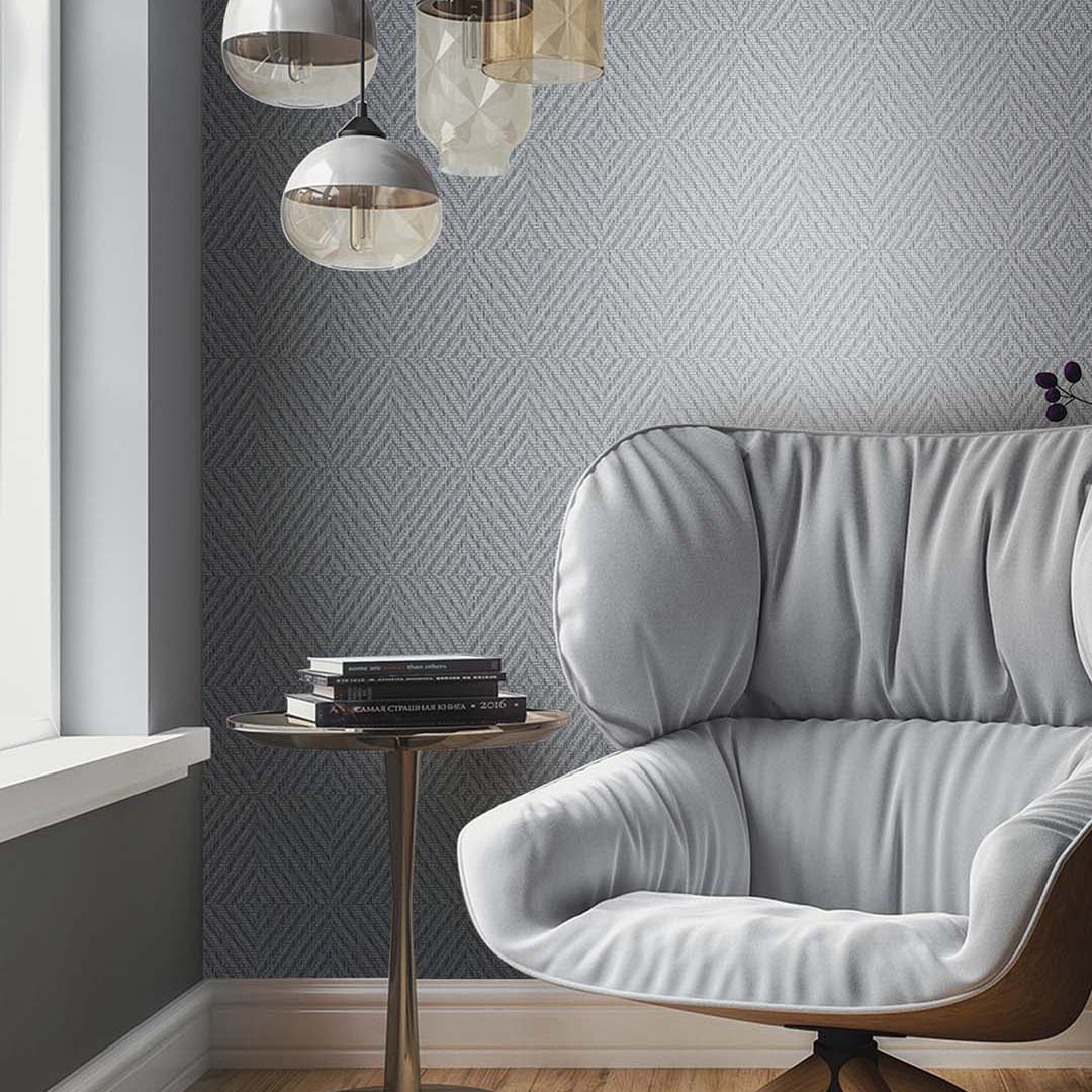 Silver Grey Diamond Weave Wallpaper
