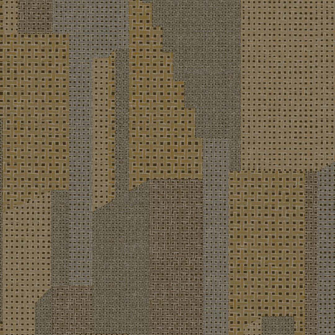 Mustard & Grey Patchwork Weave Wallpaper