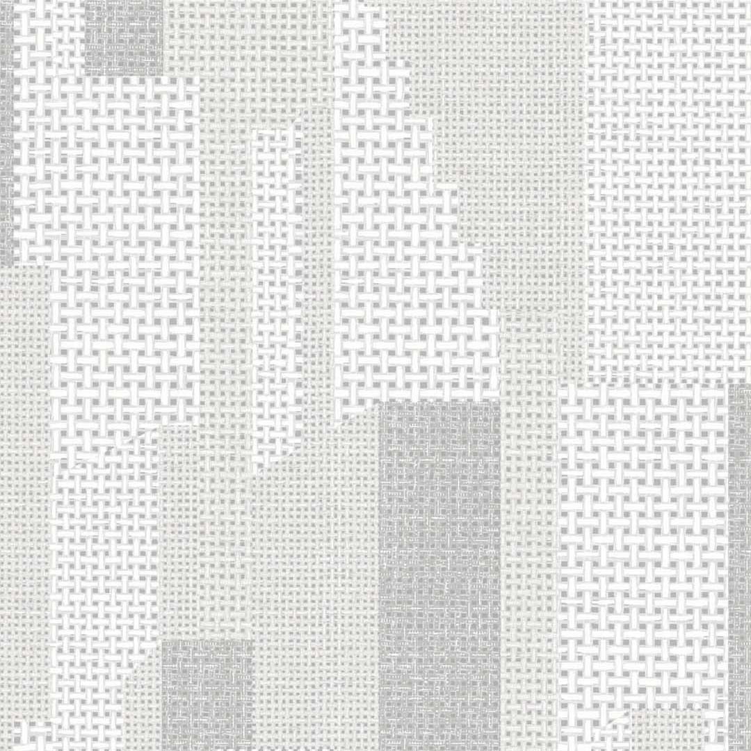 White & Grey Patchwork Weave Wallpaper
