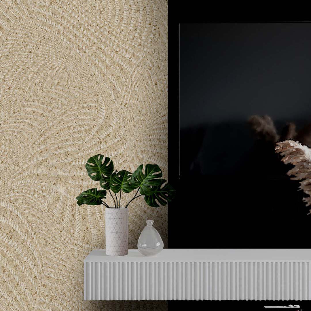 Natural Fan Raffia Weave Wallpaper