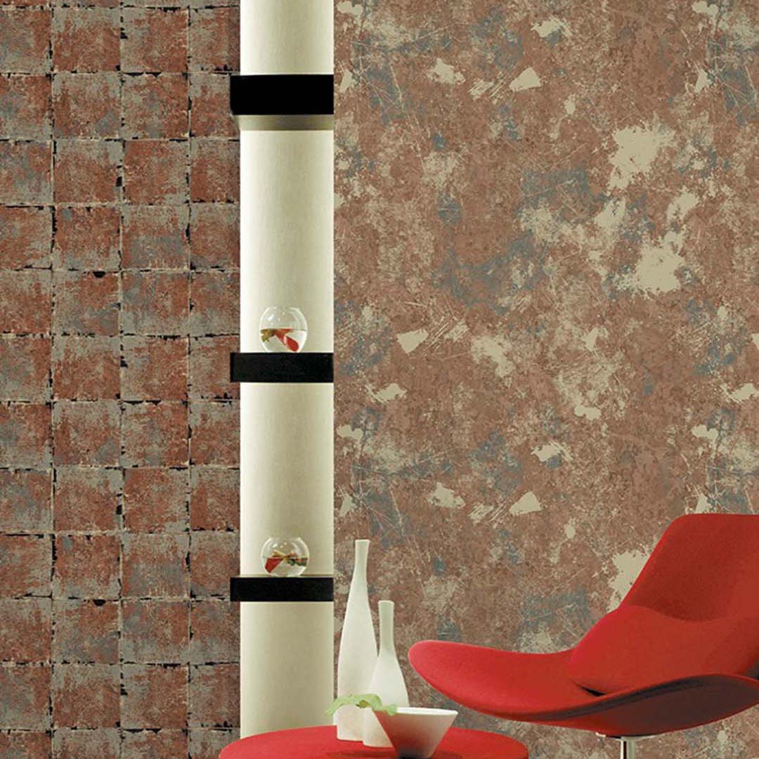 Rust Red & Patina Metal Tile Wallpaper