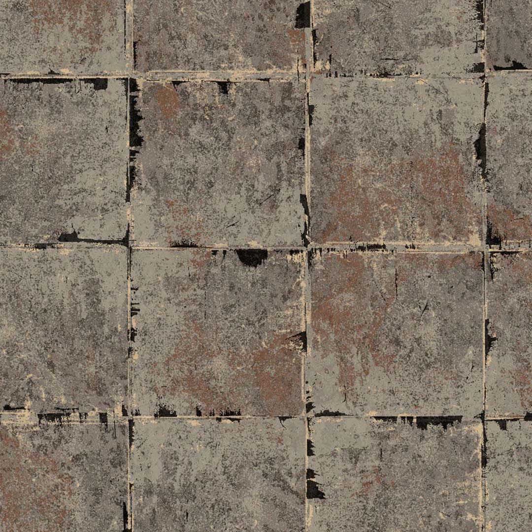 Charcoal & Rust Metal Tile Wallpaper