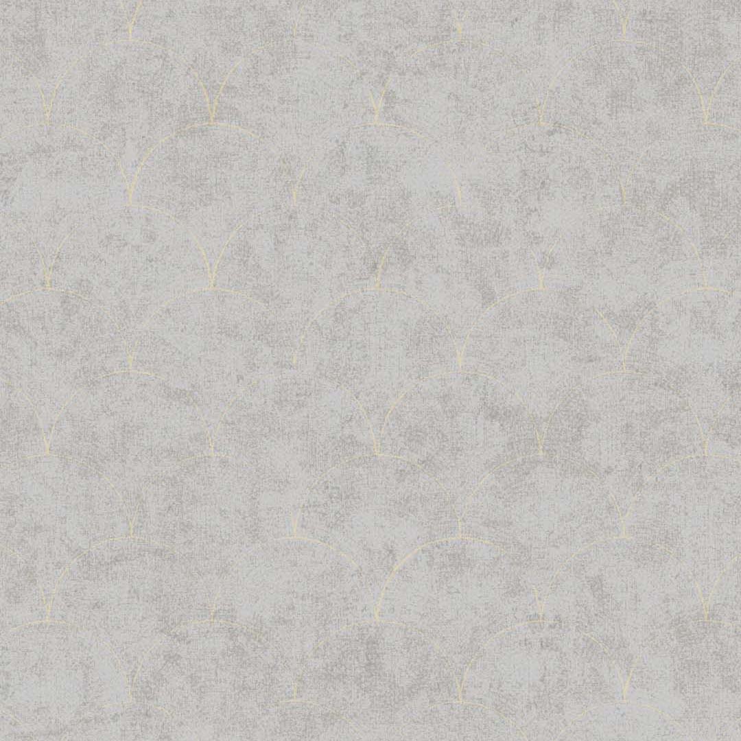 Grey & Gold Fan Mosaic Wallpaper