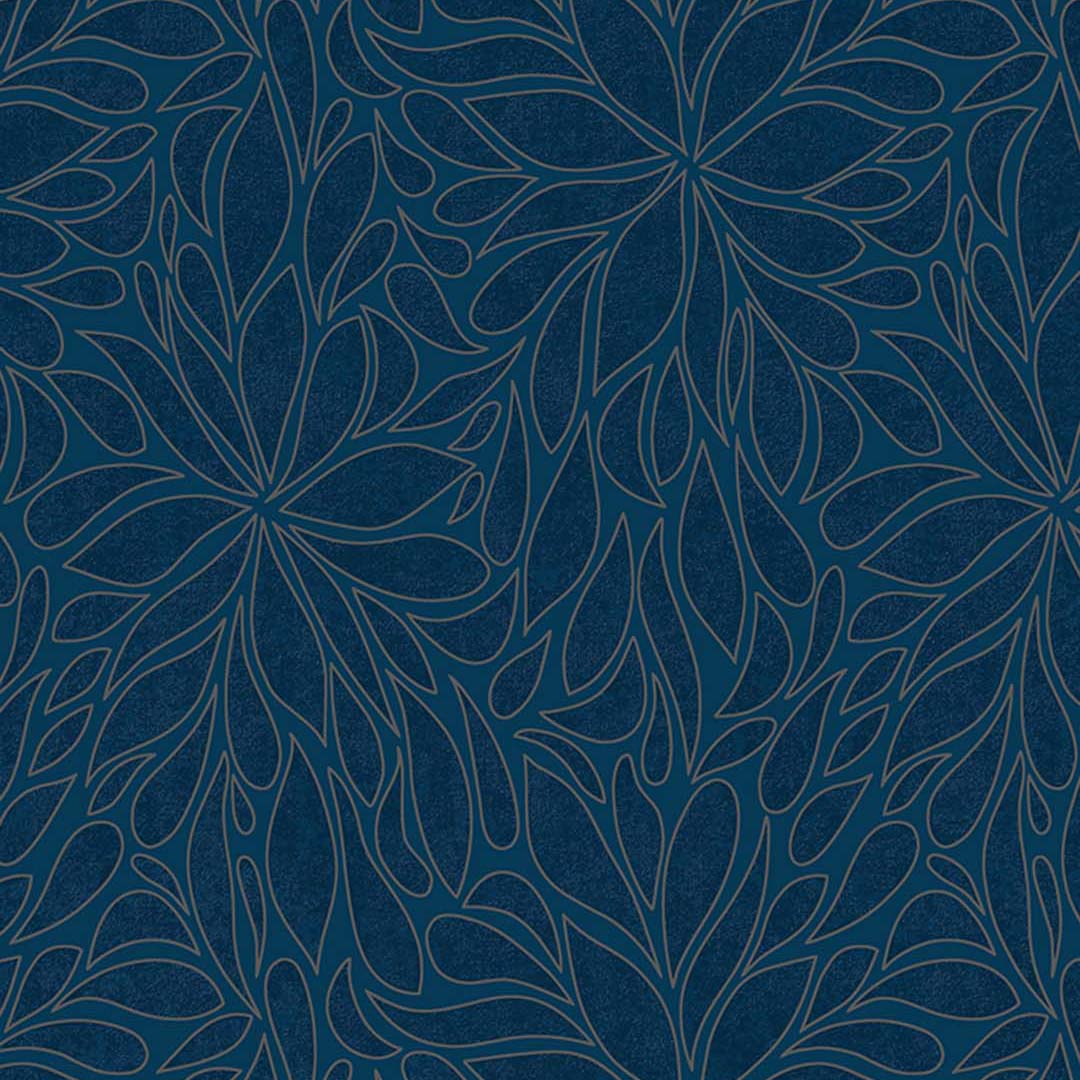 Navy Blue Abstract Floral Burst Wallpaper