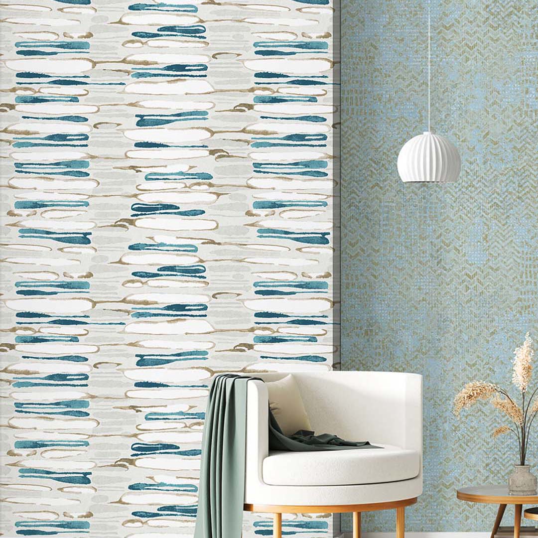 Teal Blue Abstract Ripple Wallpaper