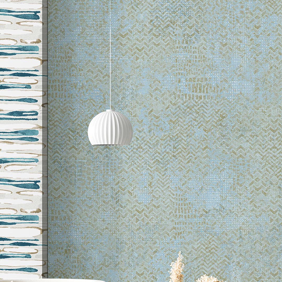Light Blue Distressed Aztec Texture Wallpaper