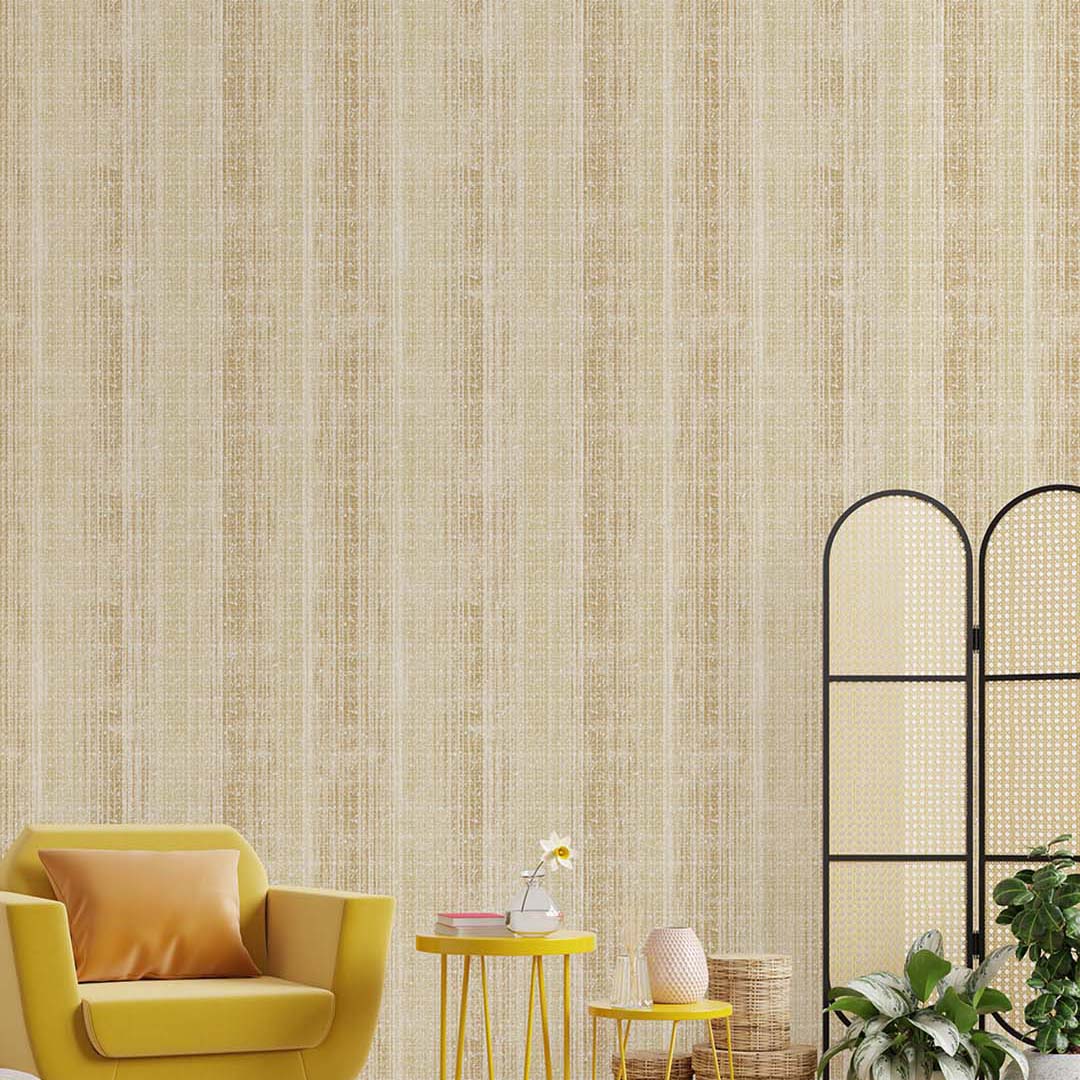 Cream & Gold Strie Texture Wallpaper