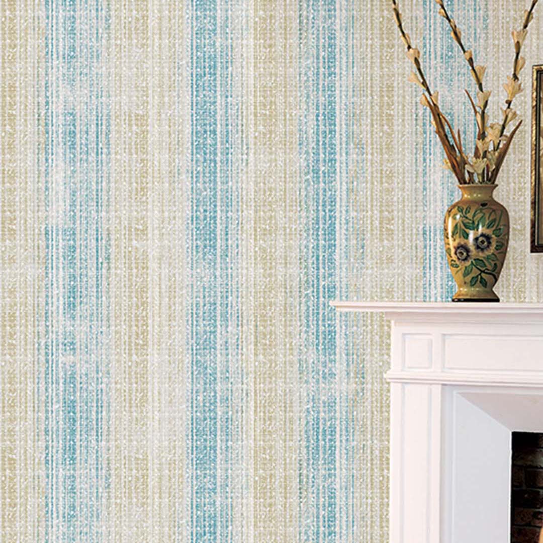 Teal & Beige Stripe Texture Wallpaper