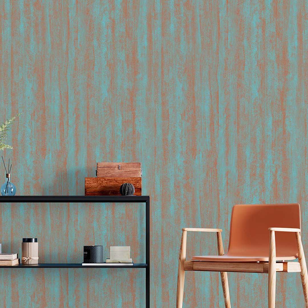 Teal & Copper Oxidised Texture Wallpaper