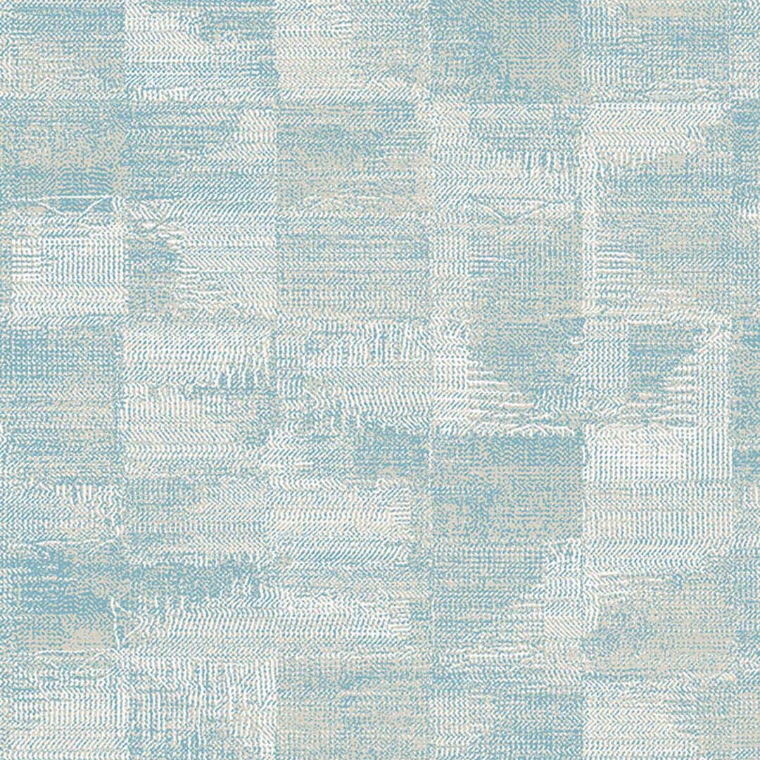 Light Blue Distressed Check Wallpaper