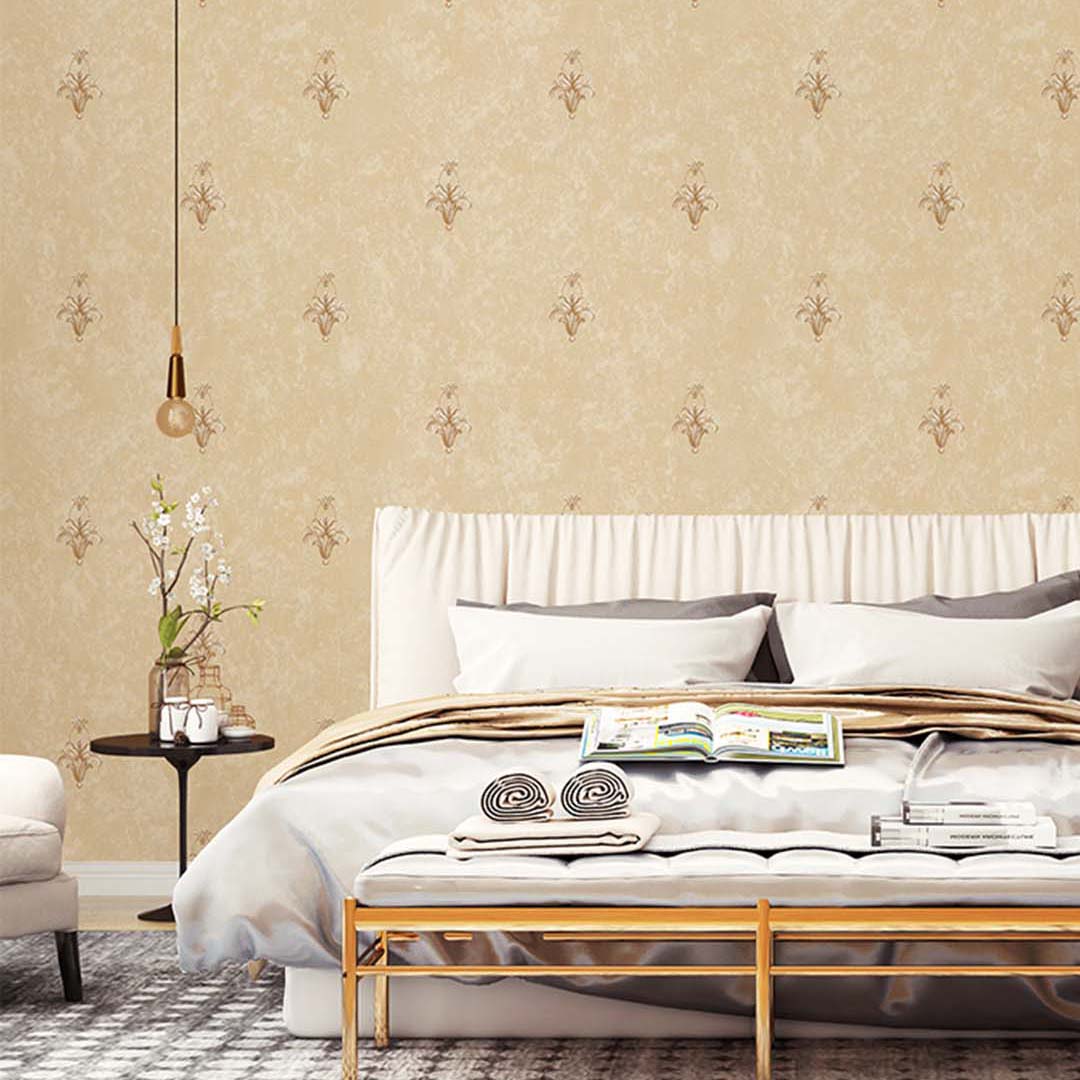 Beige Gold Ornamental Motif Wallpaper