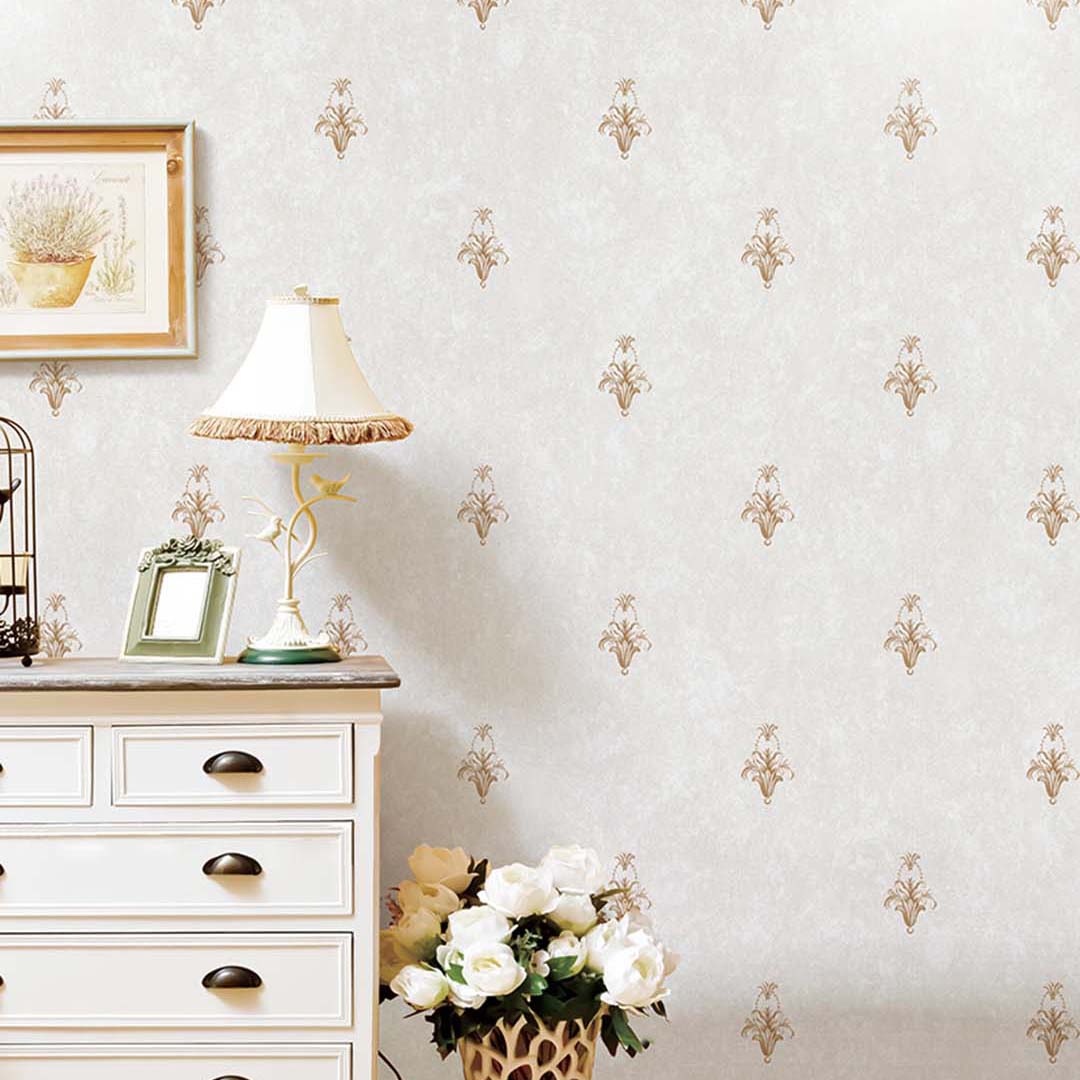 Ivory Gold Ornamental Motif Wallpaper