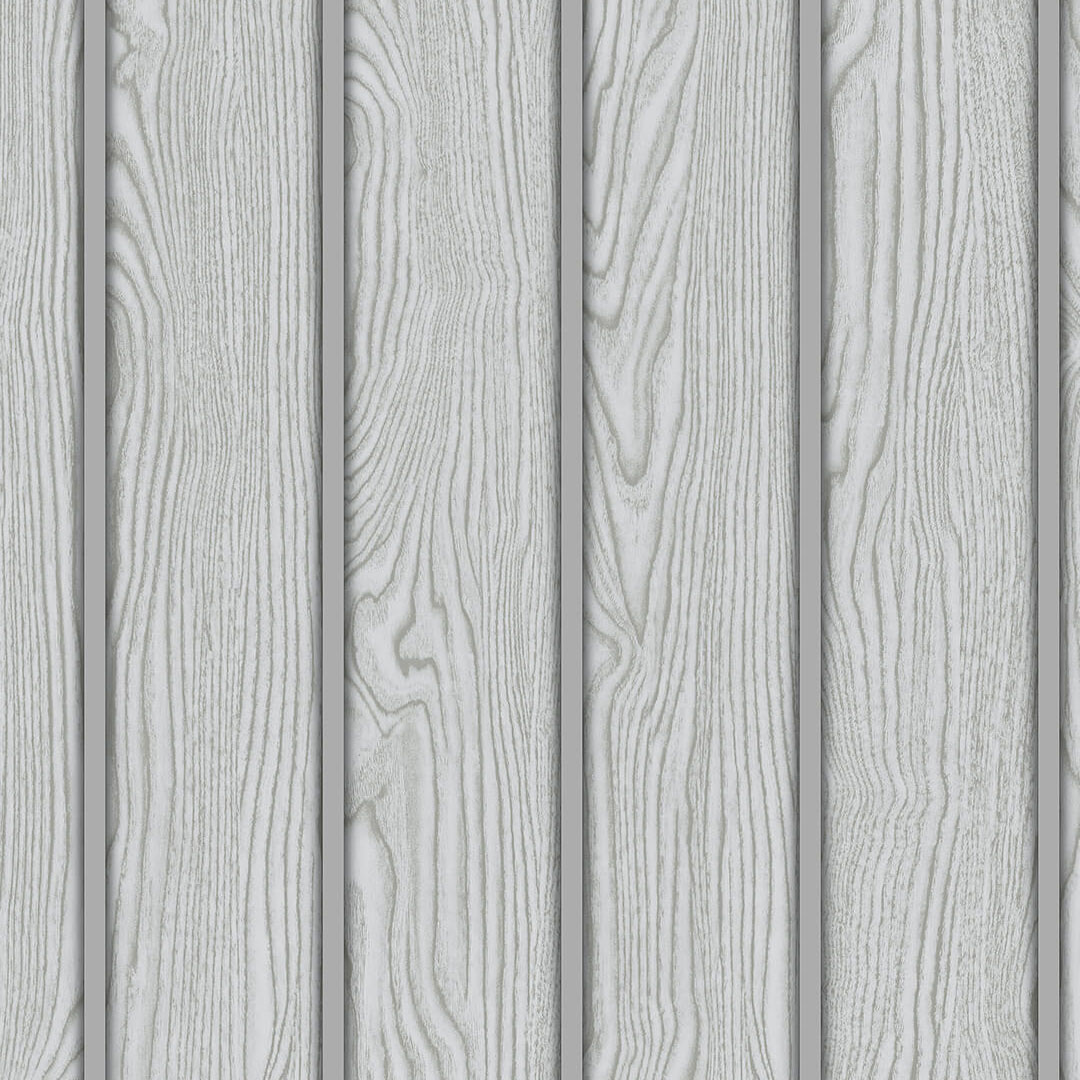 Light Grey Fluted Wood Slat Wallpaper