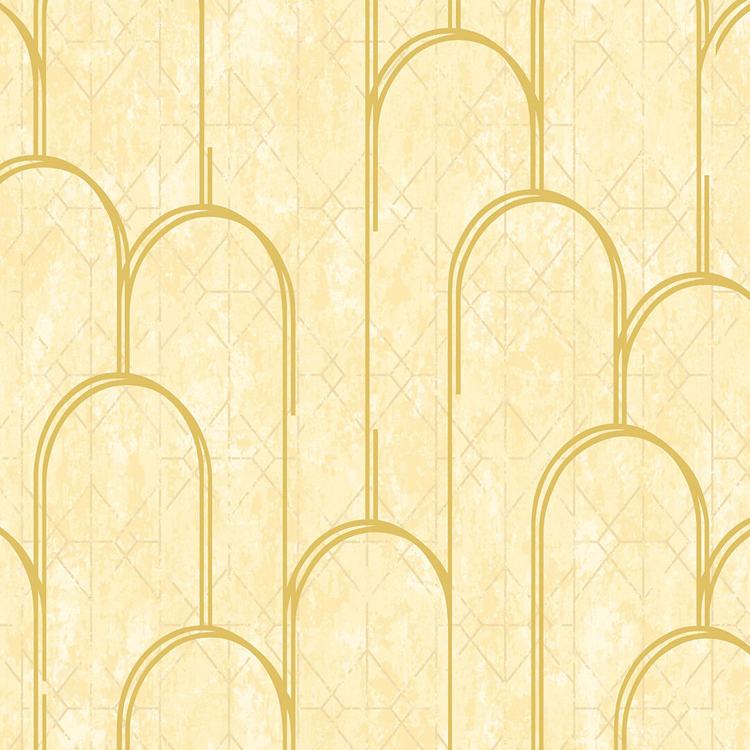 Cream & Gold Art Deco Arch Wallpaper