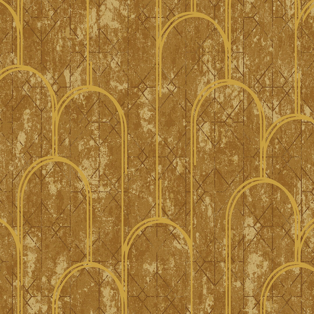 Mustard & Gold Art Deco Arch Wallpaper