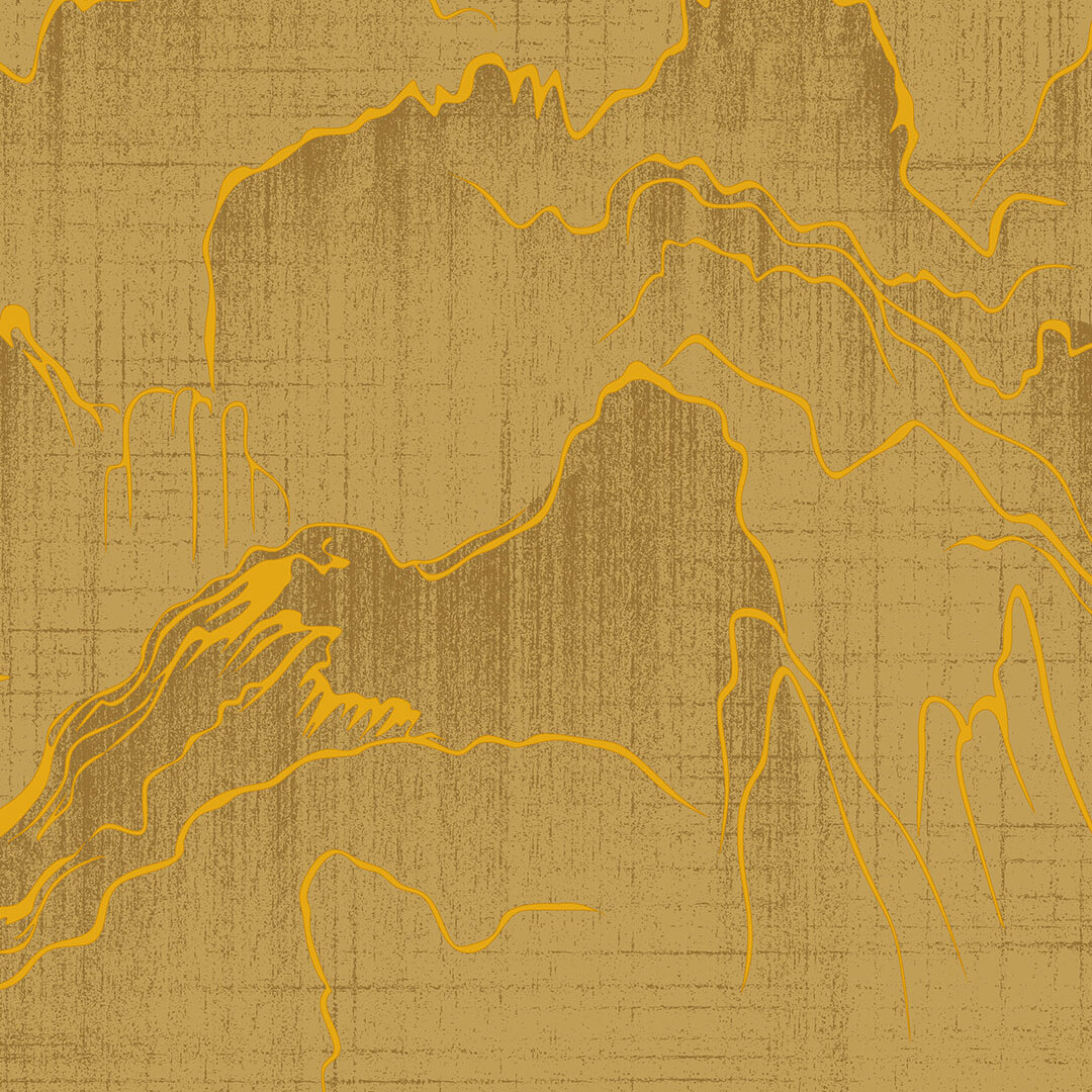 Mustard & Gold Oriental Mountain Wallpaper
