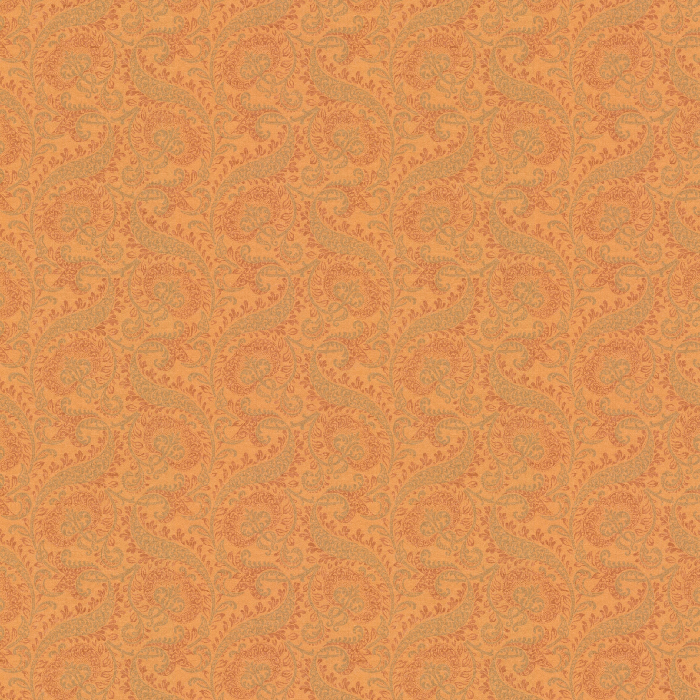Orange Sage Paisley Scroll Wallpaper