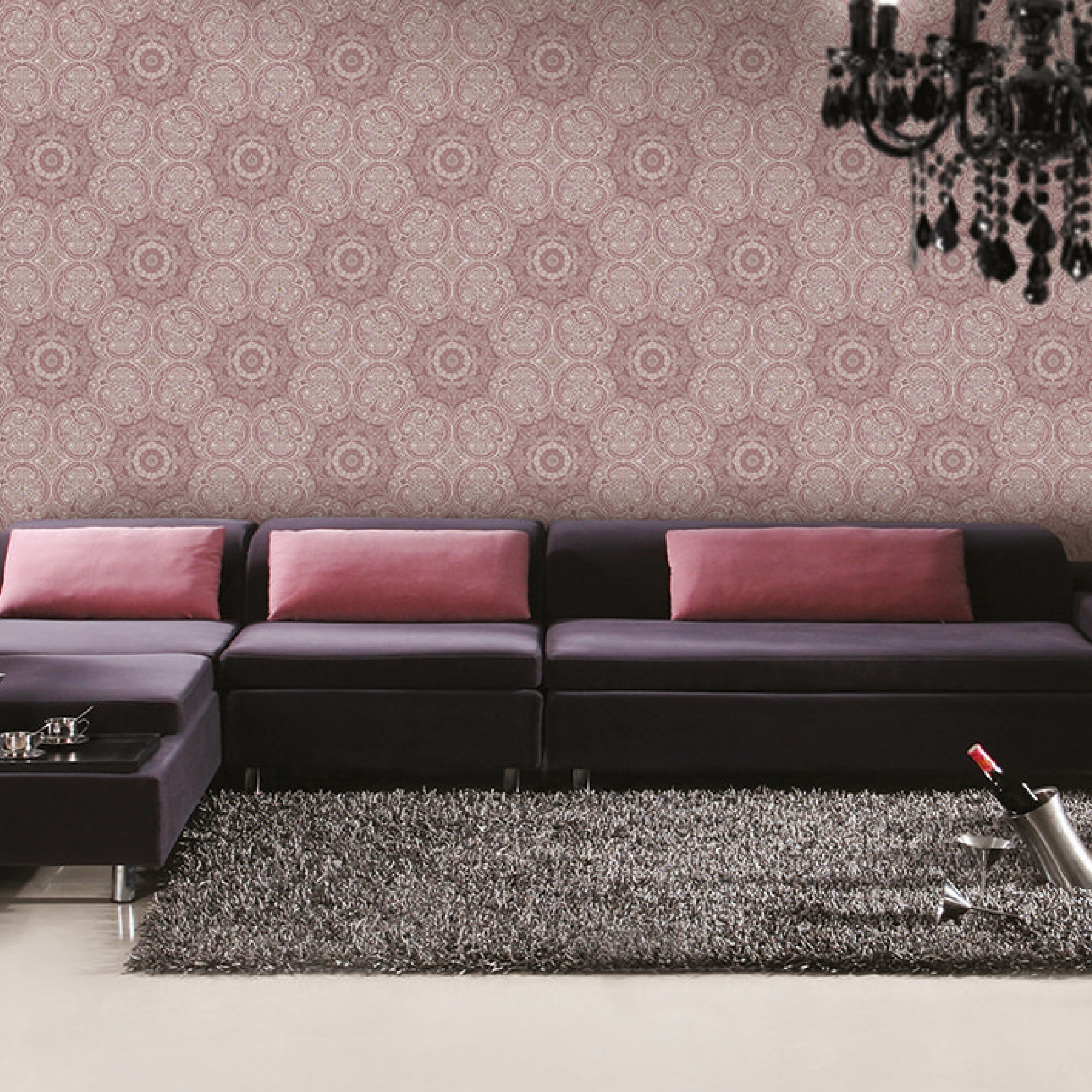 Red Maroon Mandala Paisley Medallion Wallpaper