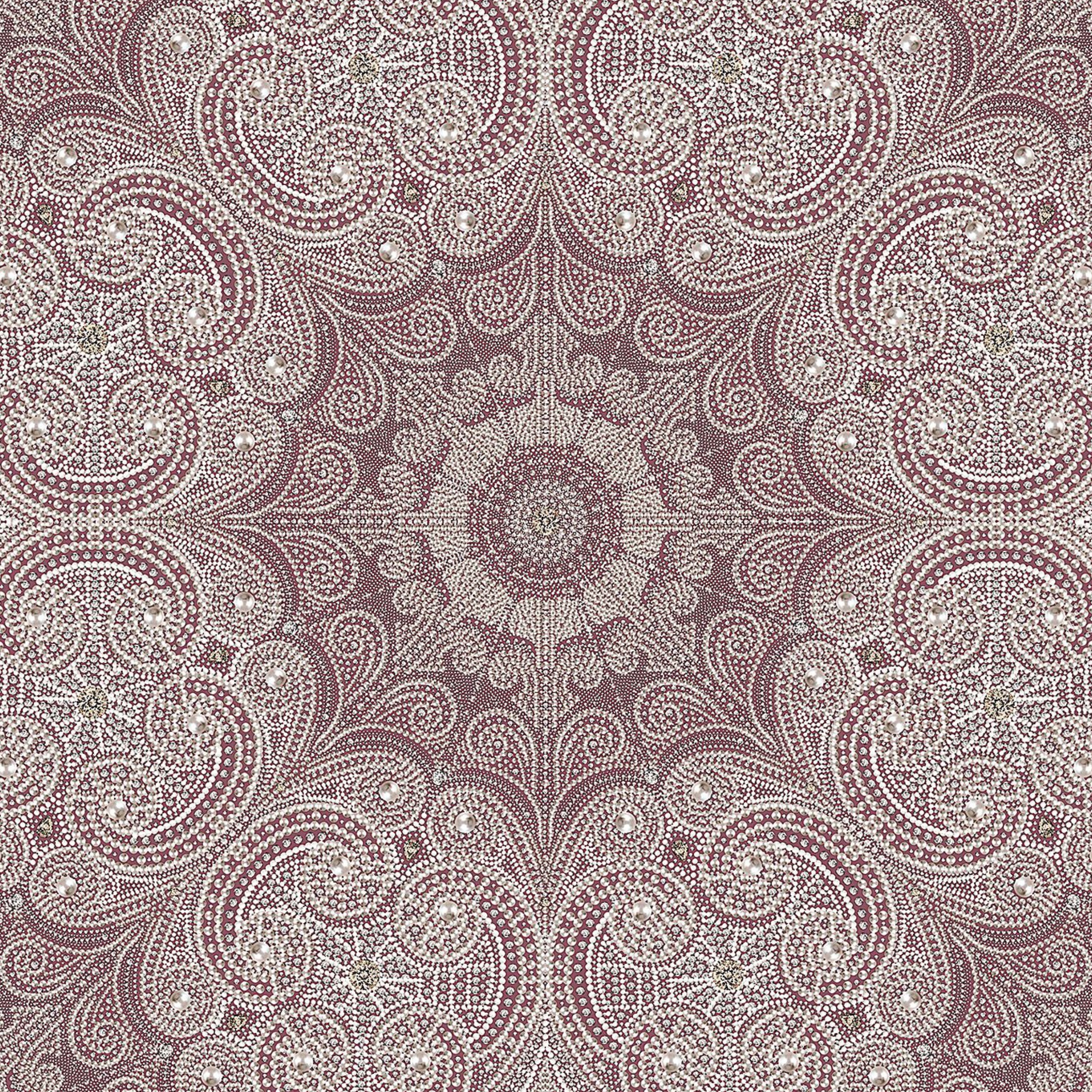 Red Maroon Mandala Paisley Medallion Wallpaper