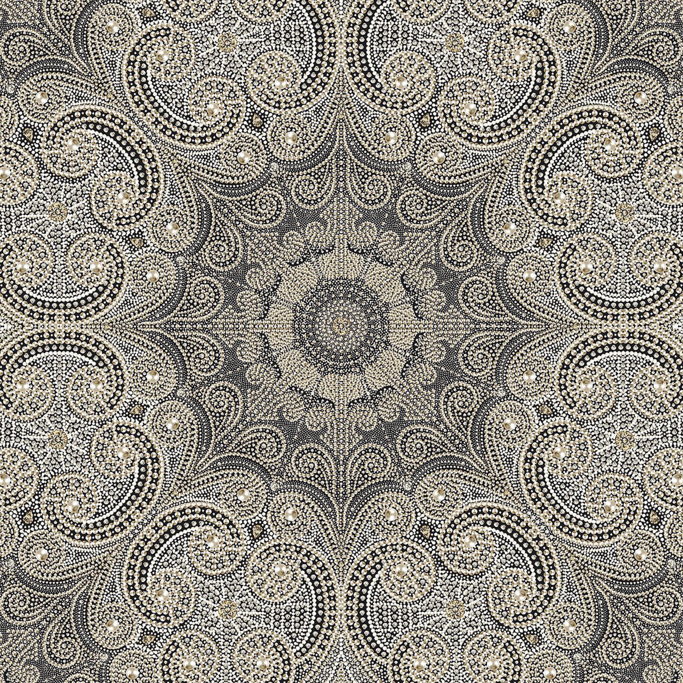 Black Gold Mandala Paisley Medallion Wallpaper