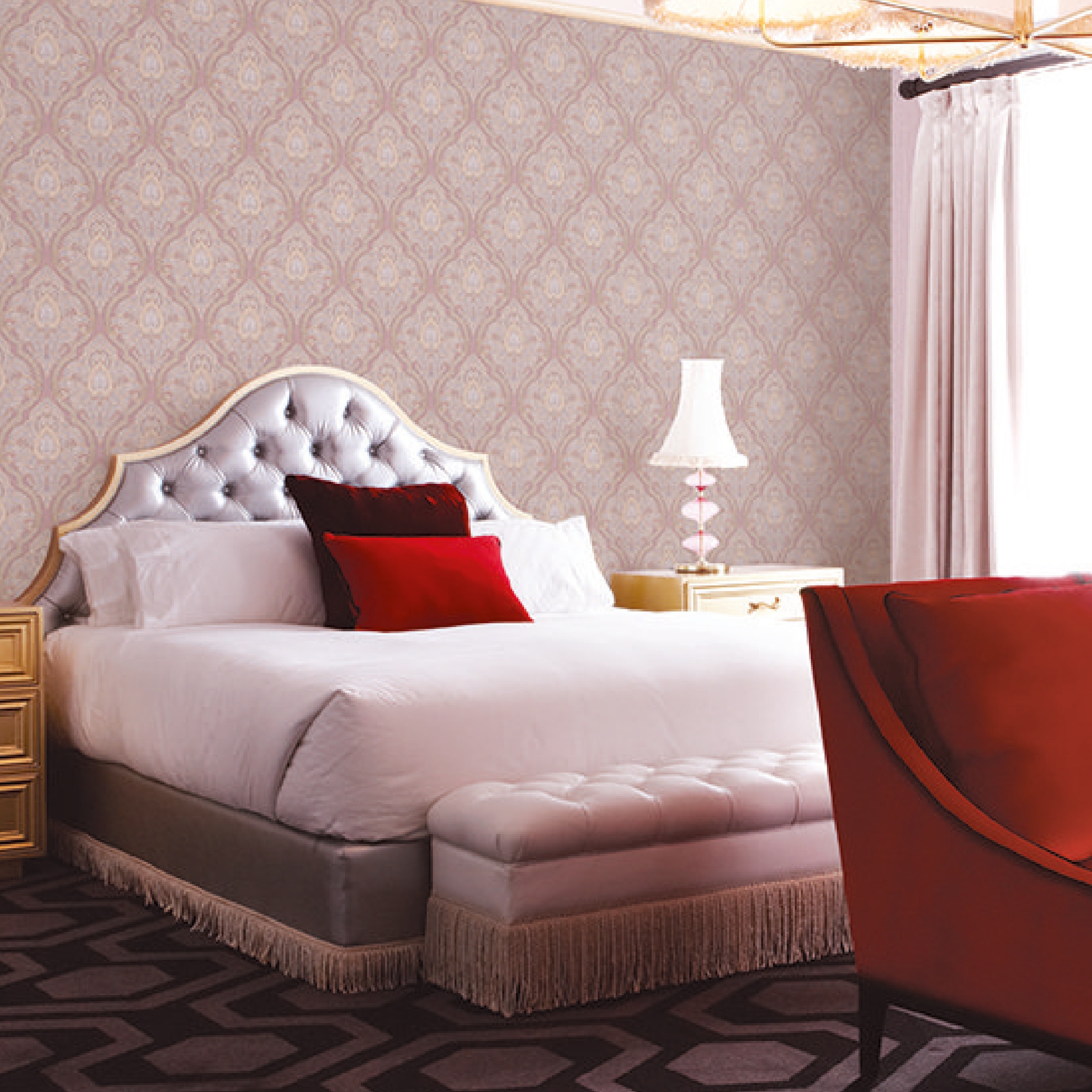 Pink Gold Paisley Damask Wallpaper