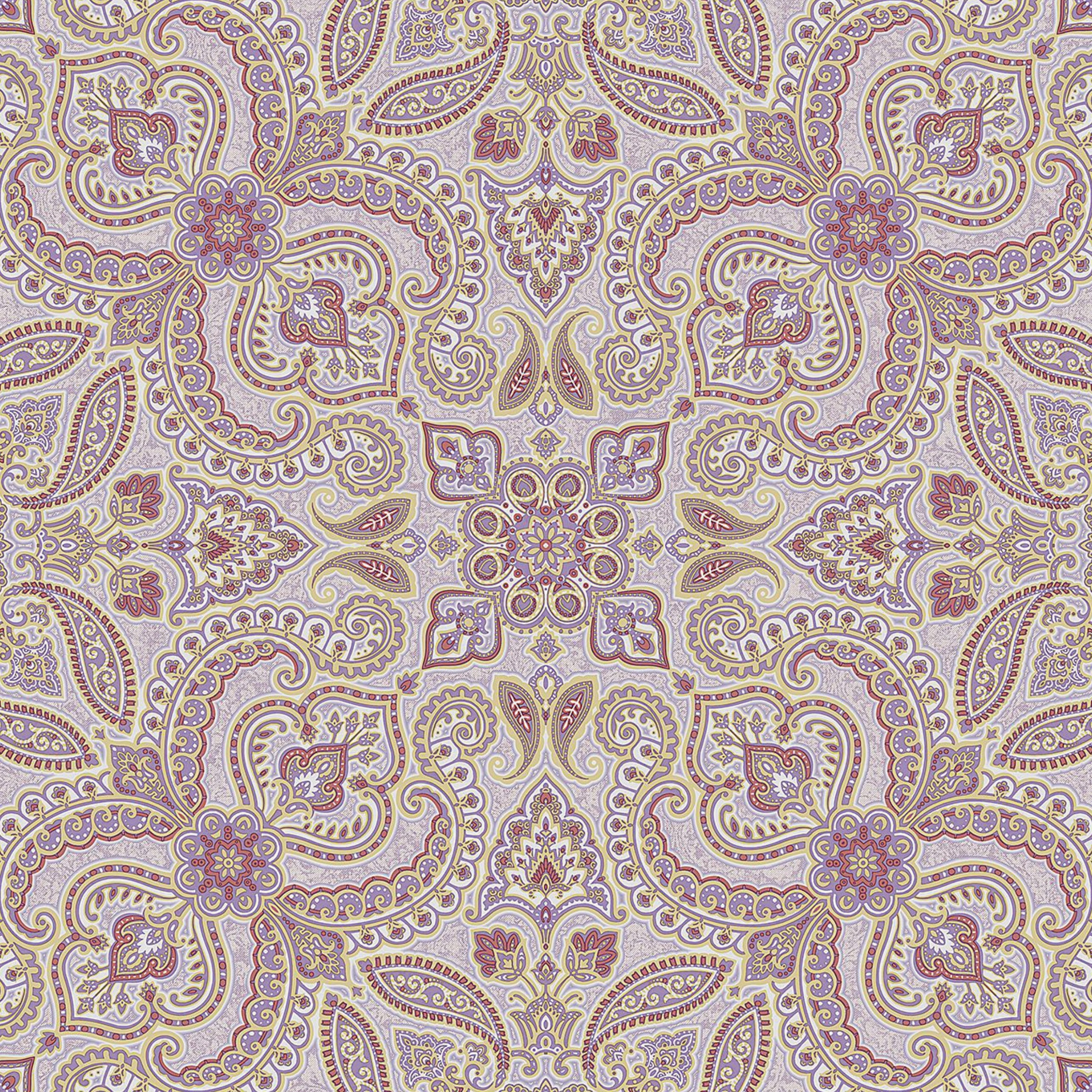 Purple Lilac Paisley Bandana Medallion Wallpaper