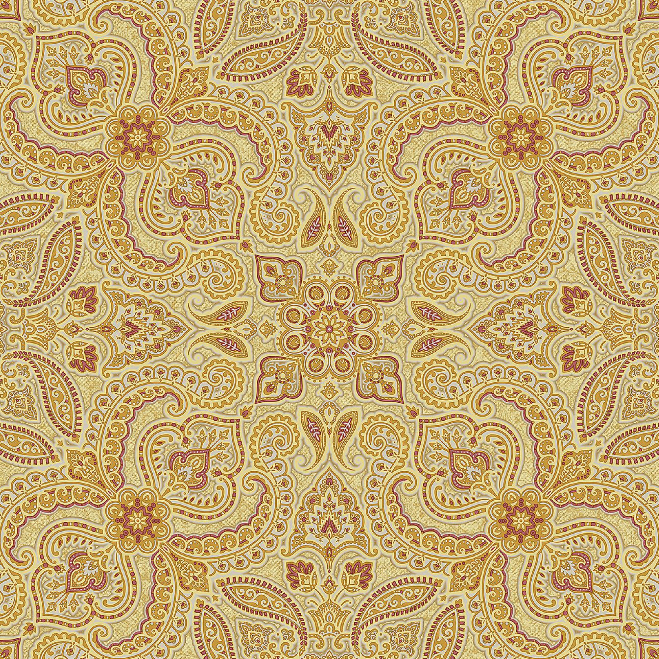 Gold Rust Paisley Bandana Medallion Wallpaper