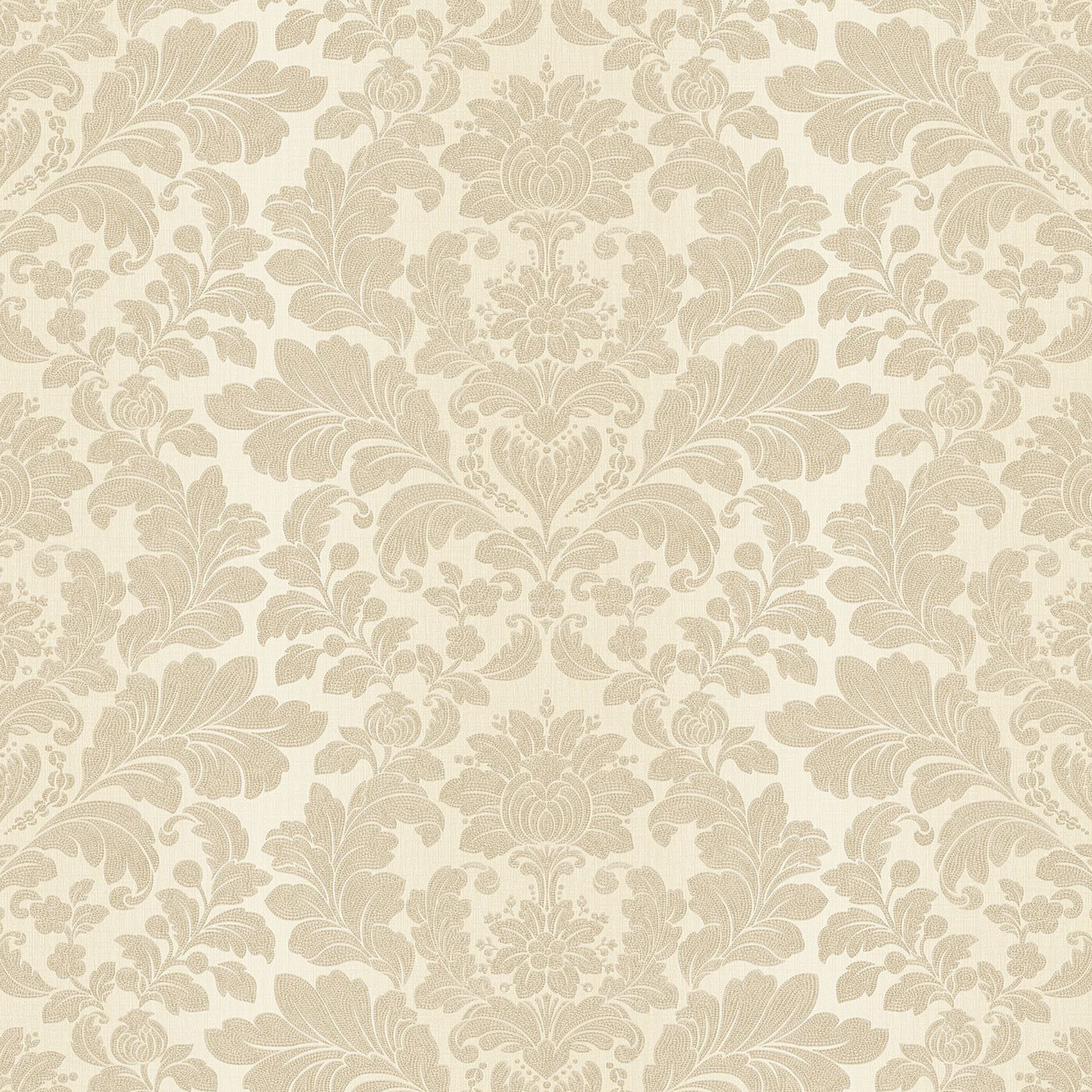 Cream Ivory Floral Damask Wallpaper