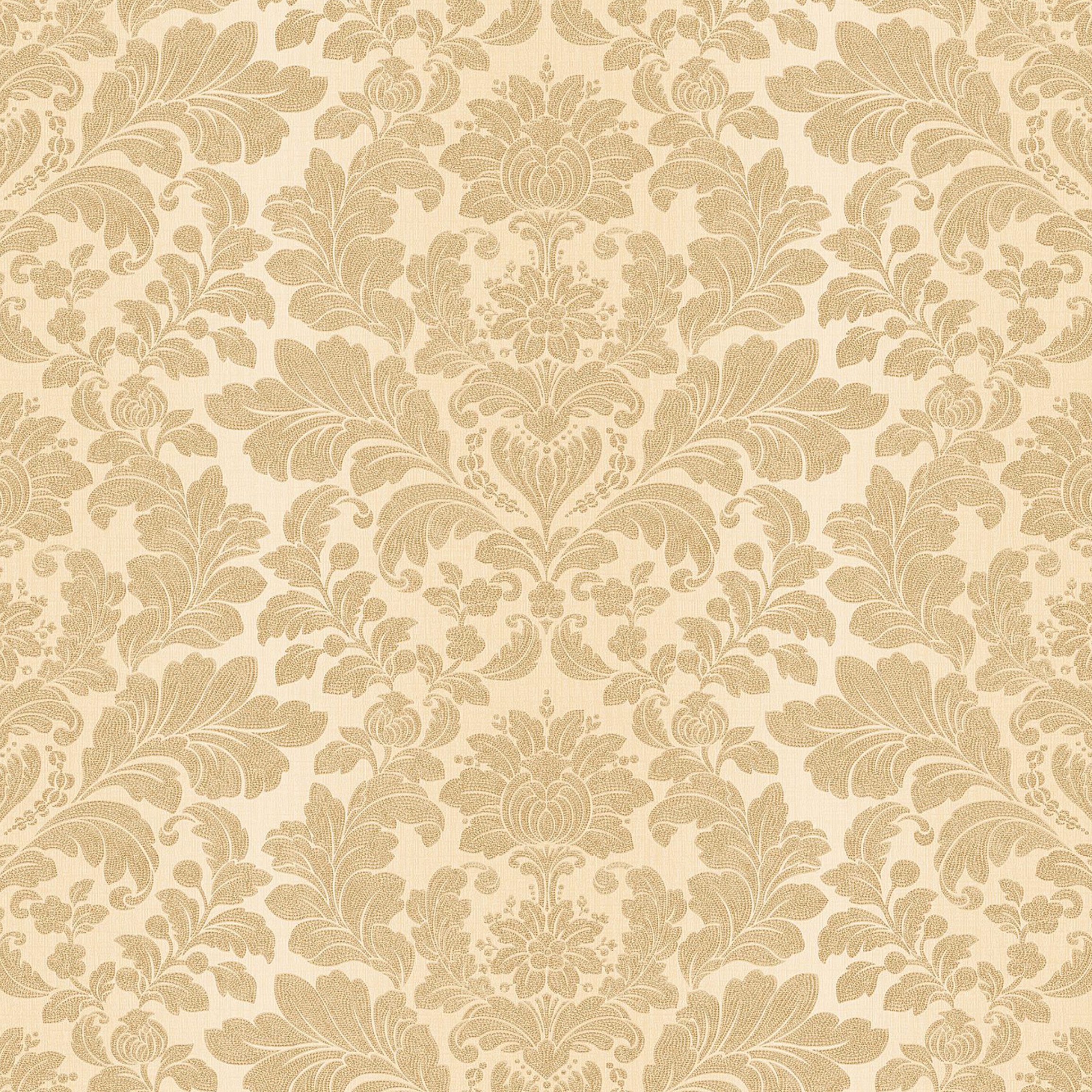 Cream Gold Floral Damask Wallpaper