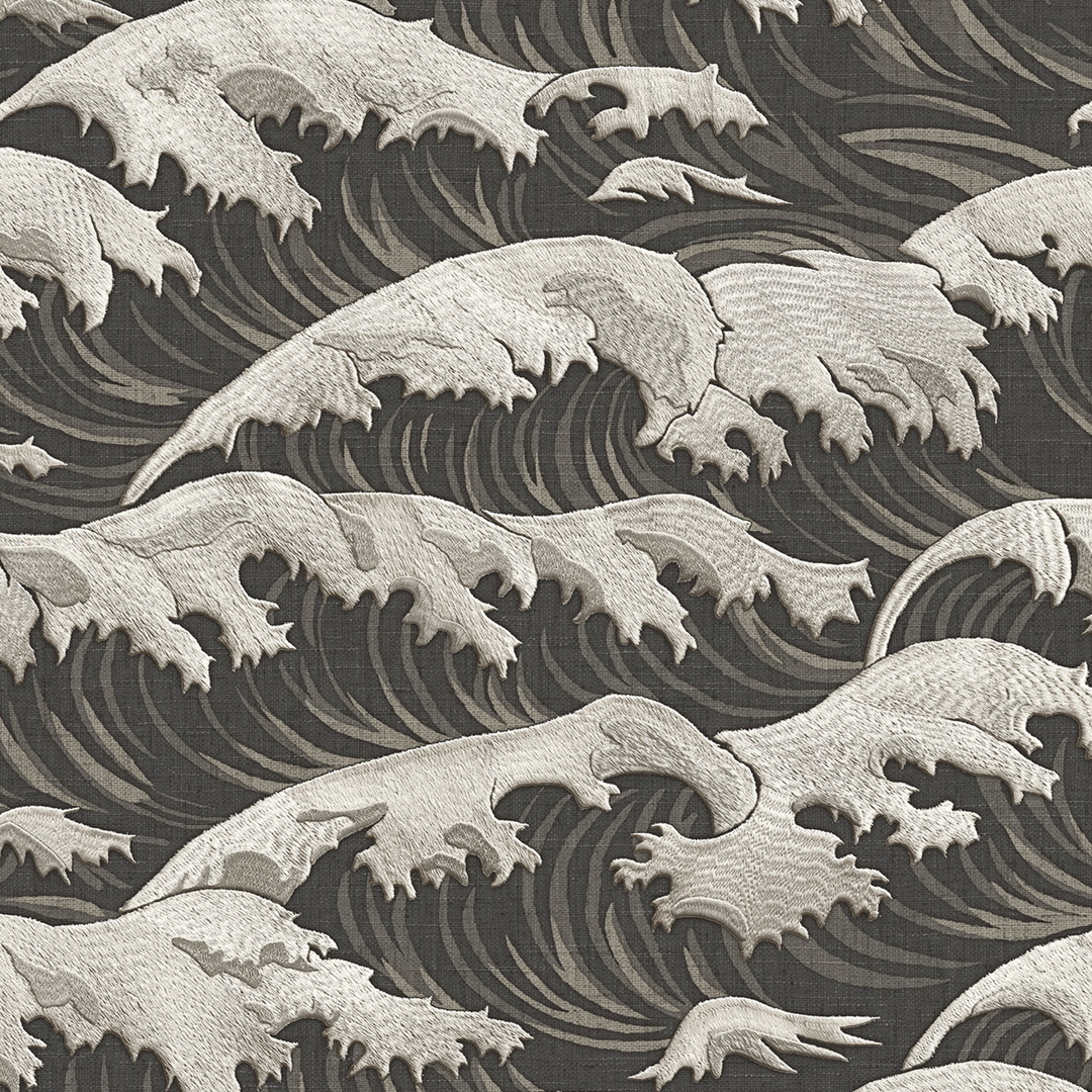 Black Charcoal Ocean Wave Wallpaper