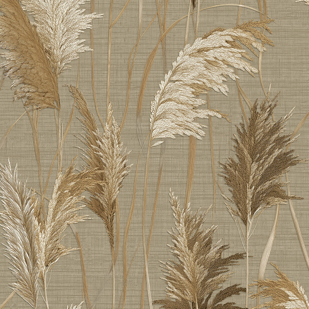Green Olive Pampas Grass Botanical Wallpaper