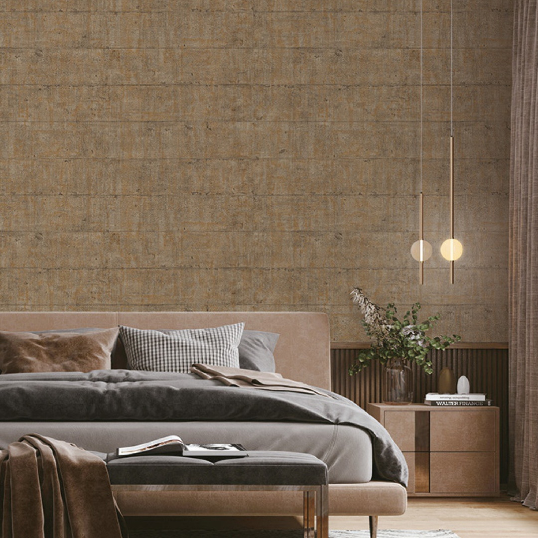 Brown Rust Concrete Panel Wallpaper