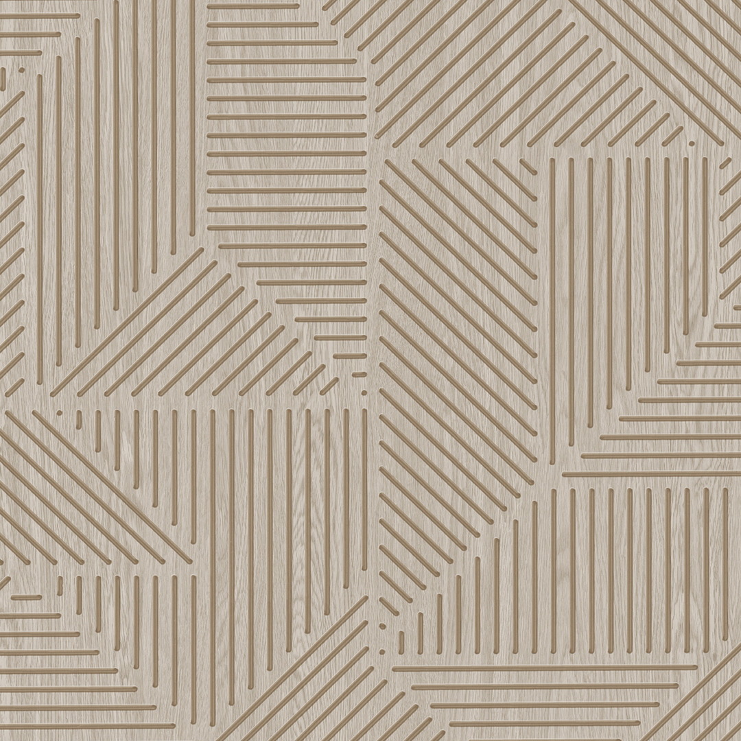 Beige Greige Linear Patchwork Geometric Wallpaper