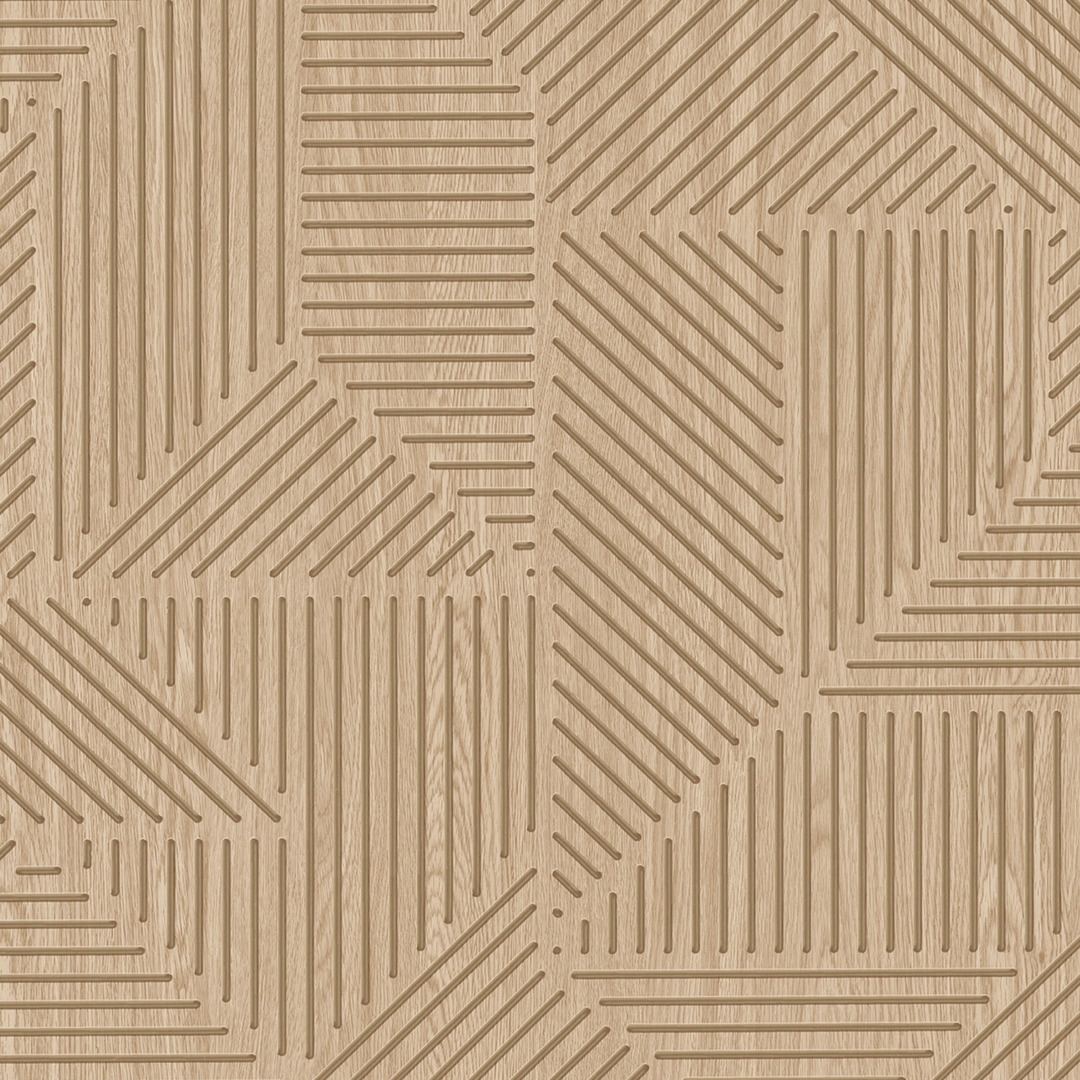 Brown Light Oak Linear Patchwork Geometric Wallpaper