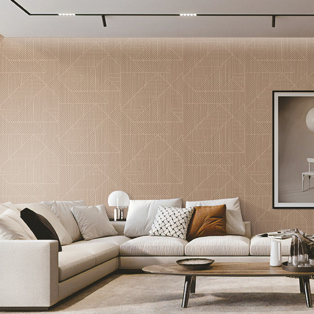Brown Light Oak Linear Patchwork Geometric Wallpaper