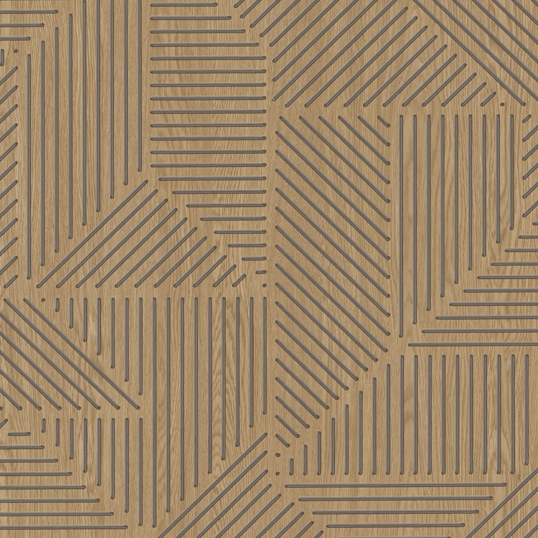 Brown Golden Oak Linear Patchwork Geometric Wallpaper