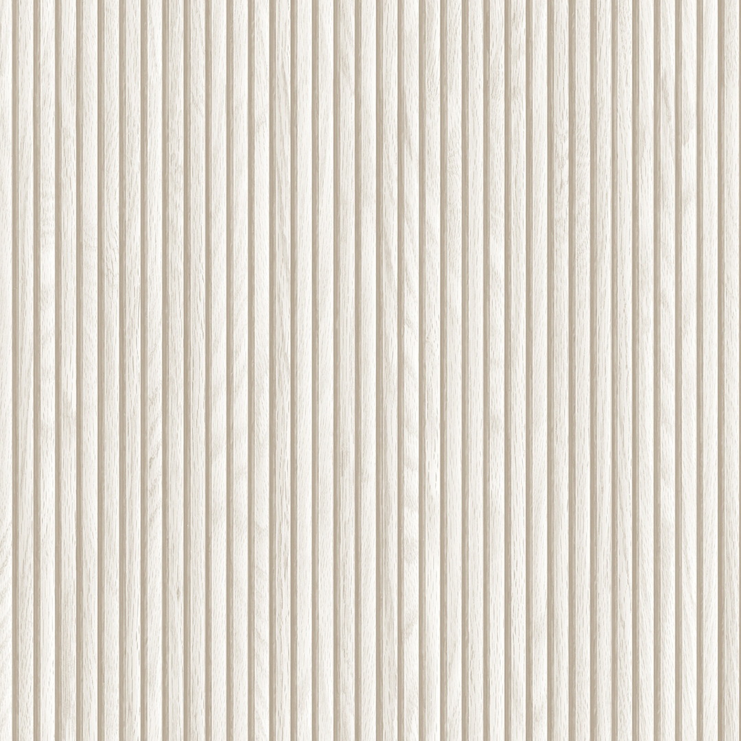 White Chalk Fluted Wood Panel Wallpaper