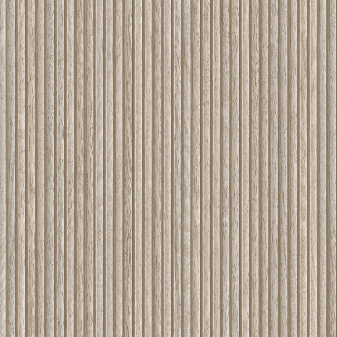 Grey Washed Fluted Wood Panel Wallpaper