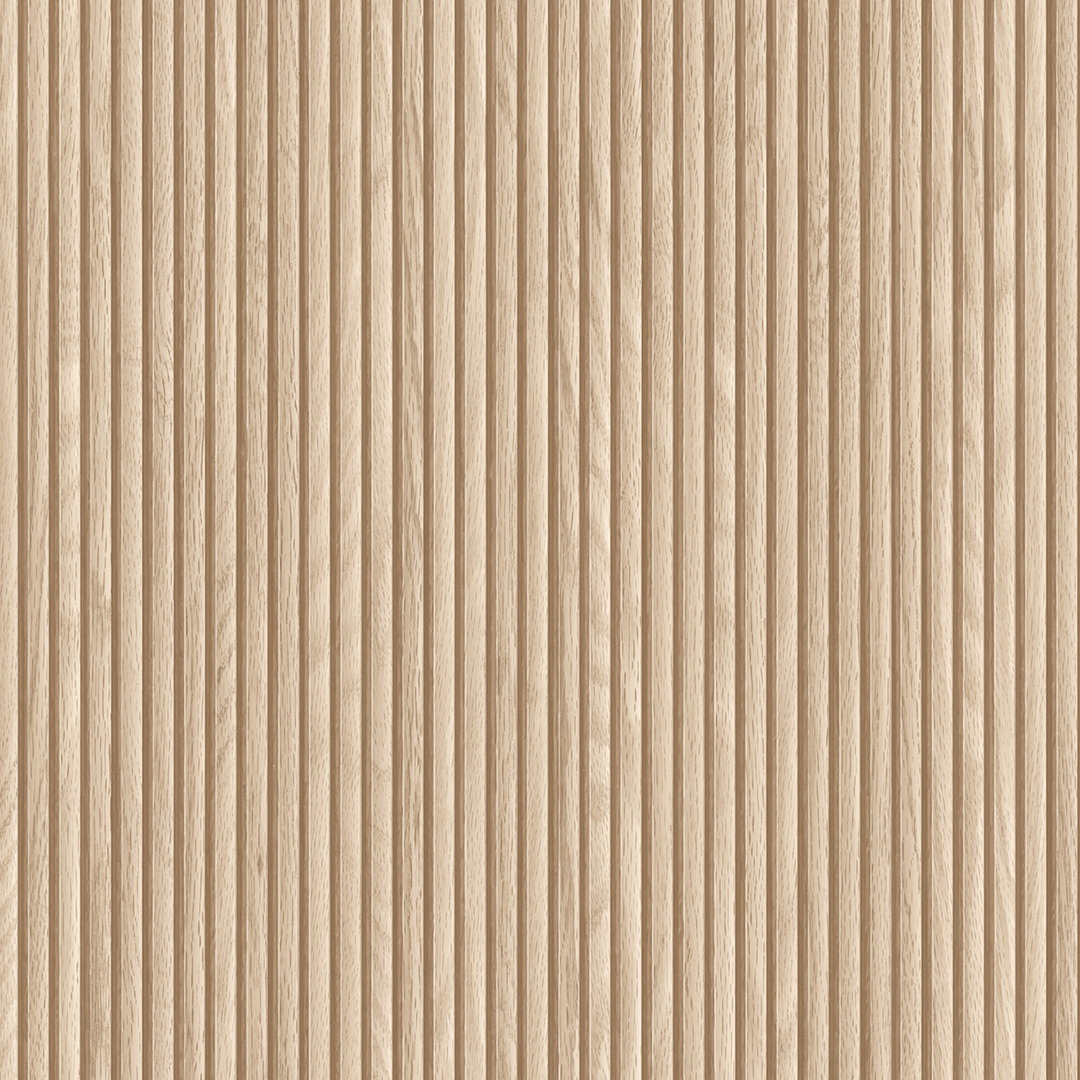 Beige Natural Fluted Wood Panel Wallpaper