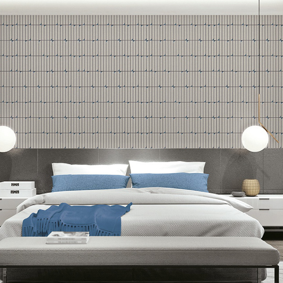 Grey Navy 3D Kit Kat Tile Geometric Wallpaper
