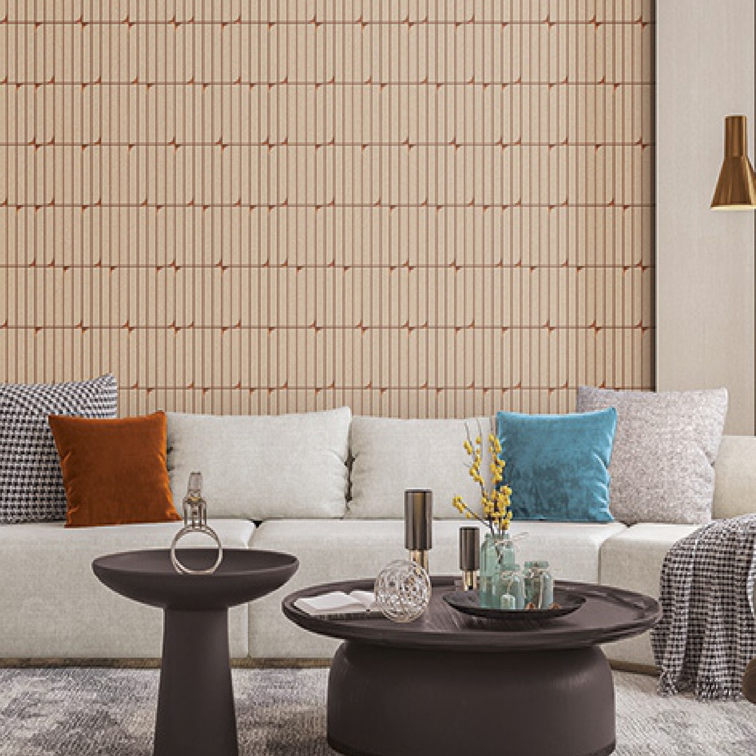Brown Terracotta 3D Kit Kat Tile Geometric Wallpaper