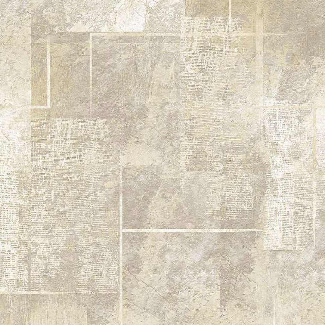 Beige & Gold Distressed Plaster Patchwork Block Wallpaper