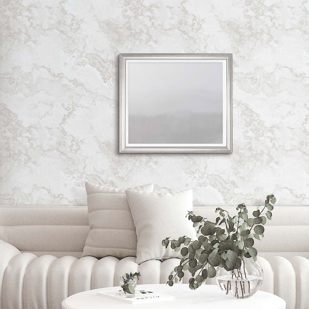 White & Grey Travertine Marble Wallpaper