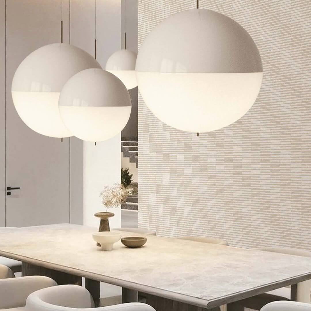 Cream & Beige Broken Dash Stripe Wallpaper