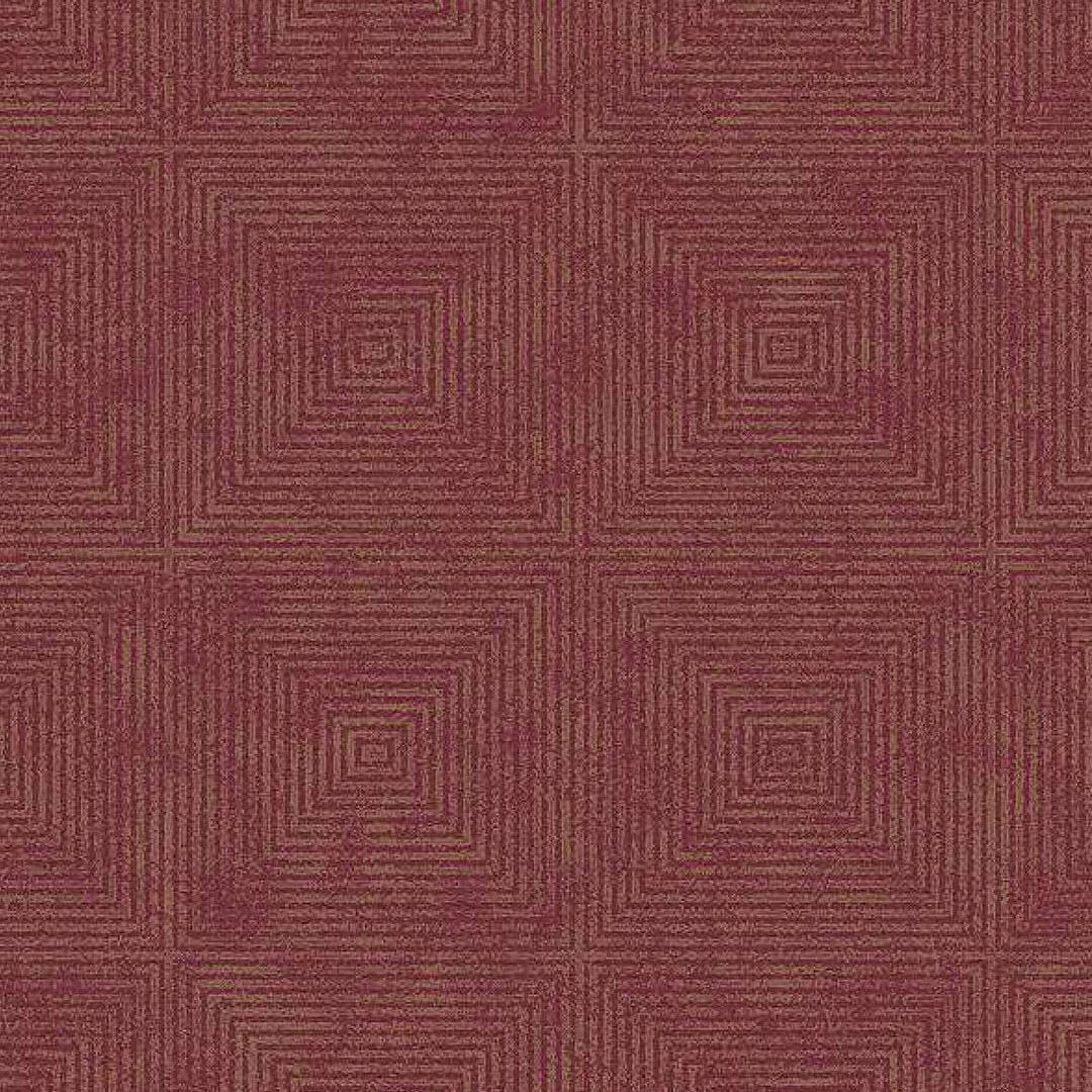 Burgundy Red & Gold Concentric Square Maze Geometric Wallpaper